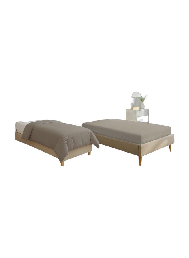 PIZUNA Pure Combed Cotton Duvet Cover Single 140x200 cm Simply Taupe, 400 Thread Count Cool Breathable 100% Long Staple Cotton Sateen Weave Quilt Cover & 1 Pillowcase (Luxurious Bedding Set) & Pure Combed Cotton Fitted Bedsheet Single 90x200 cm, Simply Taupe, 400 Thread Count Cool Luxury Soft 100% Long Staple Cotton Sateen Weave, 40cm Deep Pocket Sheet (Fitted Sheet -1PC) Bundle - Image 1